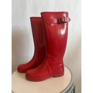 POLO SPORT RUBBER RAIN BOOTS WELLIES WOMENS SIZE 6 RED TALL